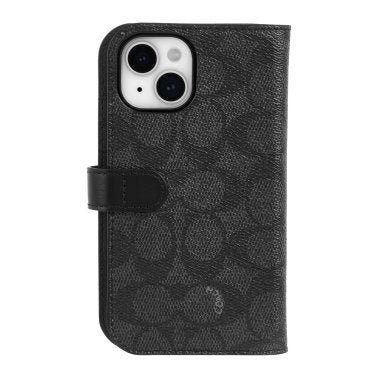 iPhone 15/14/13 Coach Folio Signature C Case - Charcoal